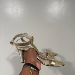 Isaac Mizrahi Elegant Gold Strappy Heels